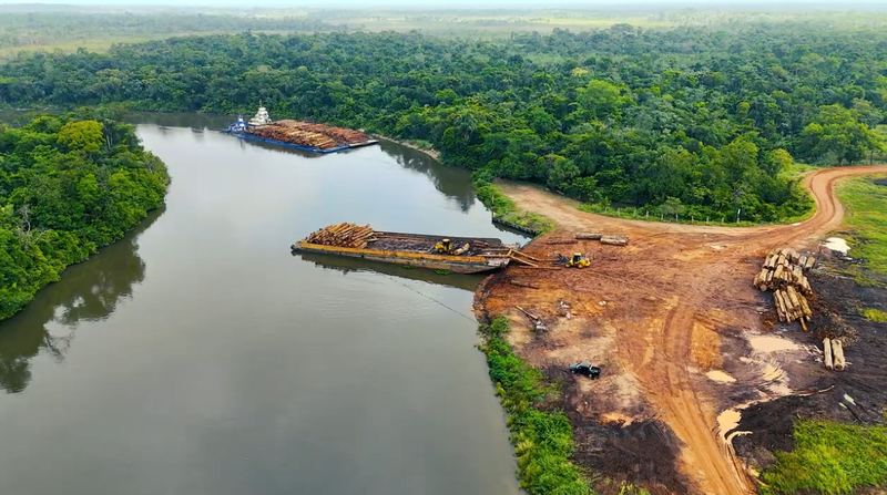 Rio e floresta — transporte fluvial
